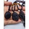 KETLIXS Saffordit Cintamani Stone Necklace, Genuine Arizona Obsidian Tectite Raw