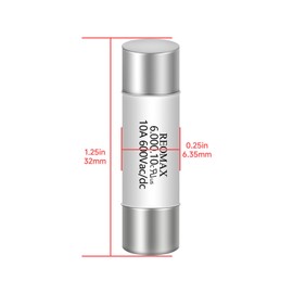 Cutetool (5PCS) HV610 10A 600V AC/DC Ceramic Fuse 6.35x32mm for Digital Multimeters, FF10a 600V Multimeter Fuses HV610, Fast Blow
