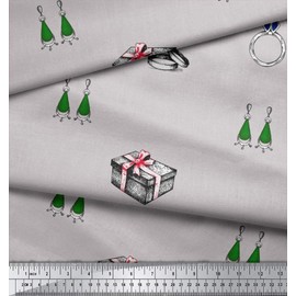 Soimoi Gray Viscose Chiffon Fabric Gift Box & Jewellry Women Print Fabric by metre 42 Inch Wide
