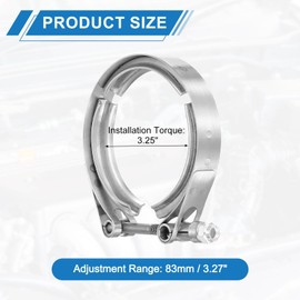 uxcell 3.25" V Band Clamp 304 Stainless Steel for Exhaust Systems Downpipe Exchange Exhaust Accessories, Adjustment Range 83mm / 3.27inch