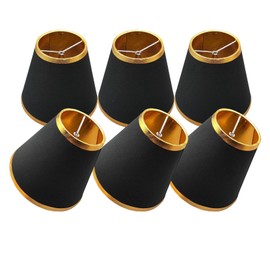 Louney handcrafted modern minimalist lamp shade, mini clip on lamp shade, small lamp shades compatible with multiple bulb types, 3x6x5 inches (Black with golden edges)