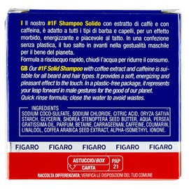 FIGARO Solid Men's Shampoo 2 in 1 - for Beard and Hair - with Caffeine - 70 g