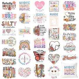 Tintnut Nurse Theme DTF Transfers Ready to Press Iron on Transfers-32 Sheets Vintage Iron on Decals for T-Shirts Clothing Heat Transfer Iron on Stickers for Canvas Bag Design