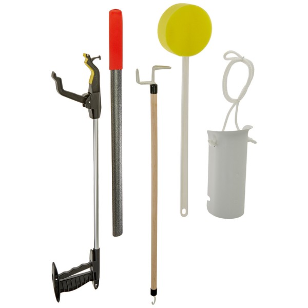 Sammons Preston Hip Kit III, Total Hip Replacement Recovery Kit to Avoid Bending and Moving Hips, ADL Tools for Elderly, Including Reacher Grabber, Sock Notch, Sponge, Dressing Stick, and Shoehorn
