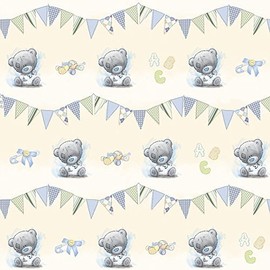 Blue Nose Friends Me To You - Luxury Blue Giftwrap - Tatty Teddy Bear Wrapping Paper