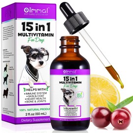 15 in 1 Multivitamin for Dogs, 60ML Natural Daily Vitamins for Dogs Joint, Skin Coat, Skin Health, Gut Health, Heart Health for Small, for Medium and Large Dogs