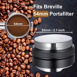 53mm Coffee Distributor & Tamper, Dual Head Coffee Leveler, Adjustable Depth Espresso Hand Tampers Fits for 54mm Breville Portafilter, Professional Barista Espresso Distribution Tool