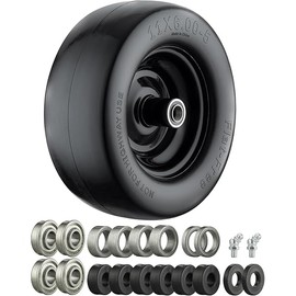 11x6.00-5 Flat Free Tire, Zero Turn Mower Front Tires with 3/4" or 5/8" and 1/2" Bearings, 6"- 8" Centered Hub, Load 400lbs, 11x6.00-5 Tires for Zero Turn Mower(Pack of 1)