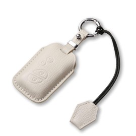 Jayanes Genuine Leather Key Fob Cover Compatible with Lexus GX460 GS350 GS450h RX350 RX450h ES350 IS250 IS350 CT200h LS460 LS600h LX570, Case with Keychain & Lanyard for Lexus Fob (4 Buttons, White)