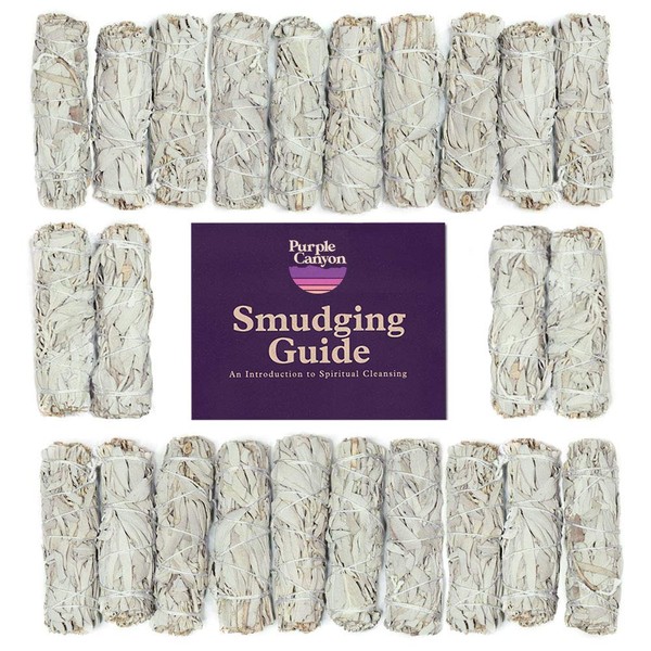 Purple Canyon Sage Smudge Kit - 24 Pack - White Sage Smudge Sticks Incense Kit for Meditation Home Cleansing Aromatherapy and Smudge Rituals - Bulk Refill Bundle
