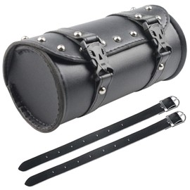 LIKENNY Mini Motorcycle Tool Back Studded PU Leather Storage Bag Storage Bag for Bicycle Bike Front Bag Easy Installation Handle Bag Universal Waterproof (Black)