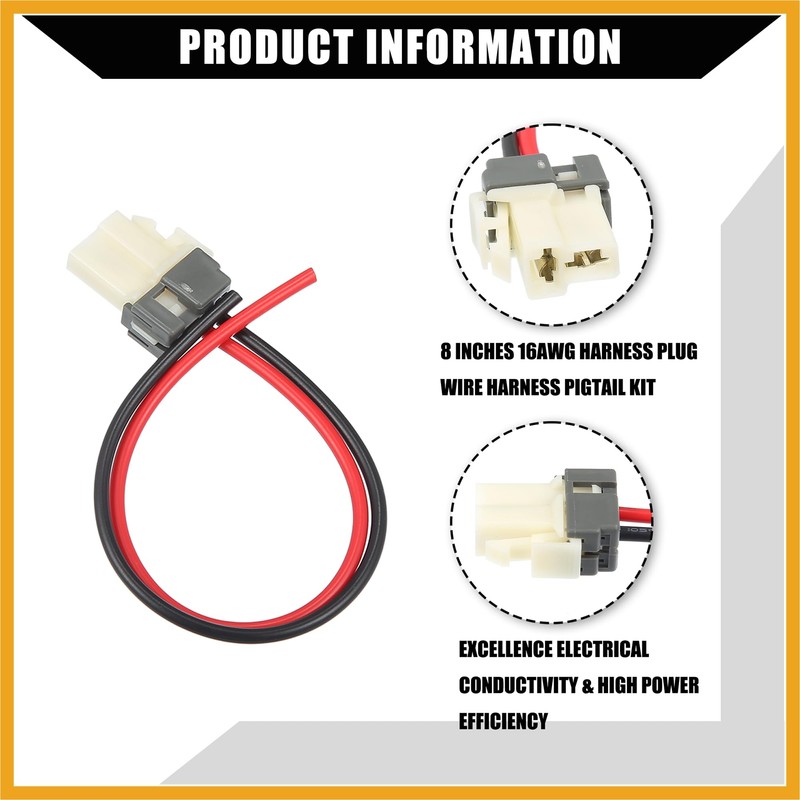 Partuto Blower Motor Connector Plug Wire Harness 8" Pigtail Kit
