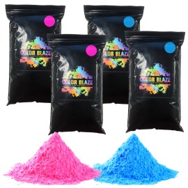 Color Blaze Burnout Black-Out 4 lbs Holi Powder - 2 lbs ea. Pink and Blue for Gender Reveals