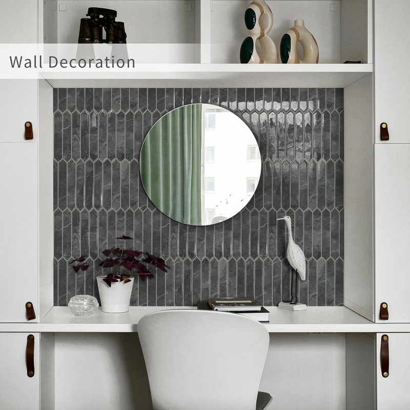 Grey Long Hexagon Tile Peel and Stick Backsplash, 10 Sheets