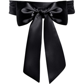 Generic Women Wedding Satin Sash Belt 4'' Wide Double Side Chiffon Sash Waist Belt for Special Occasion Dress Sash Bridal Belts (Black)