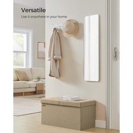 SONGMICS Storage Ottoman, Foldable Storage Bench, 15 x 30 x 15 Inches, Flipping Lid, 660 lb Load Capacity, for Entryway, Living Room, Bedroom, Camel Brown ULSF046K01