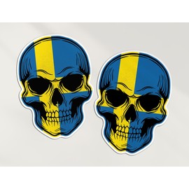 2 x 10cm Sweden Skull Stickers - Swedish Europe Flag Travel Holiday Pirate Funny Kids Girls Boys Men Women Scrapbook Sticker #82061