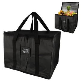 Rilcn Food Delivery Bag, 40L 43x30x31cm Black Insulated Soft Cooler Bag, Waterproof Pizza Delivery Bags, Reusable Grocery Shopping Bags, Picnic Bag, Warm and Cooler Bags for Food