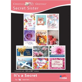 "It's a Secret" Boxed Greeting Cards - 12 Assorted Cards with Envelopes for All Occasion Featuring Bible Verse Cards