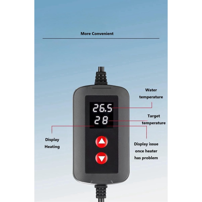 JULIAQUA Aquarium Heater with Temperature Display Eco Heater Adjustable 25W/50W/100W/200W/300W/500W