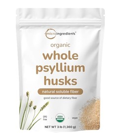 Organic Whole Psyllium Husks - Daily Fiber Supplement 3lbs