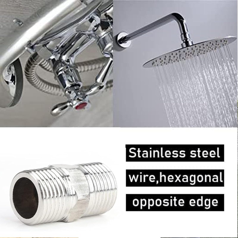 BNFGD 2Pcs Shower Hose Connector Shower Connector,Stainless Steel Hex Connector,Standard