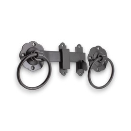 Infinity Decor Heavy Duty Epoxy Black 6" 150mm Plain Ring Gate Latch Set – Garden Gate Shed Latch Catch Set Ideal for Wooden Gate and Garage Doors
