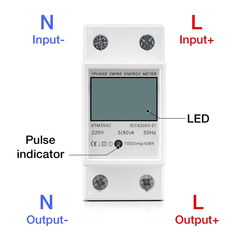 Electricity Meter, DIN Rail, LCD Digital AC Meter, DIN Rail