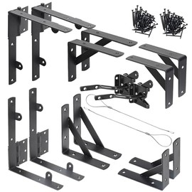 Fence Gate Kit Gate Hardware, 2 Set Anti Sag Gate Kit Heavy Duty No Sag, Anti Twist Gate Frame Corner Brackets Kit Withstand 150 lbs, Gate Hardware Kit for Wood Fence Gate
