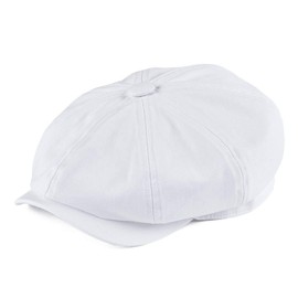 BOTVELA Men's 8 Piece Newsboy Flat Cap 100% Cotton Gatsby Ivy Golf Cabbie Hat (White, 7 1/8)