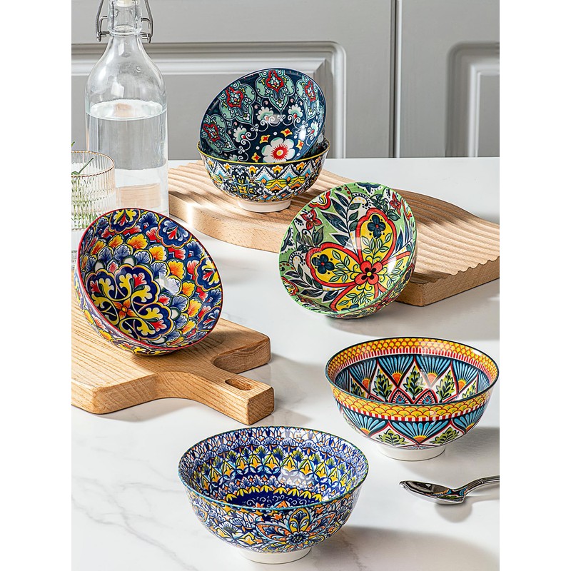 HENXFEN LEAD Small Dessert Bowls – 10 oz Boho Ceramic
