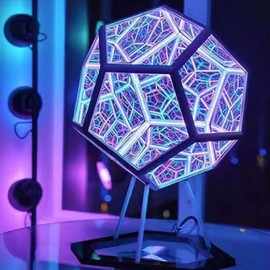 Infinity Dodecahedron Gaming Light, Adjustable Colour, Artificial Light, LED Night Lamp, Dodecahedron Night Light, Bedside Lamp, Atmosphere Lamp for Bedroom, Gaming Room Decoration