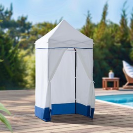 Sunjoy 4 x 4 Pop-Up Canopy Tent, Portable Instant Privacy Changing Tent, Toilet Stall with Sidewalls, Light Weight Sun Shelter with Carry Bag, for Camping and Beach, Navy