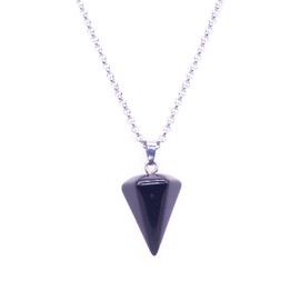 NILUXE DESIGN - Anhänger Pendel Natürlicher Stein Edelstahlkette – Energetischer Stein Pendel Halskette Halbedelstein Heilstein – Anhänger mit Spitze Natursteingemmen (Schwarzer Obsidian)