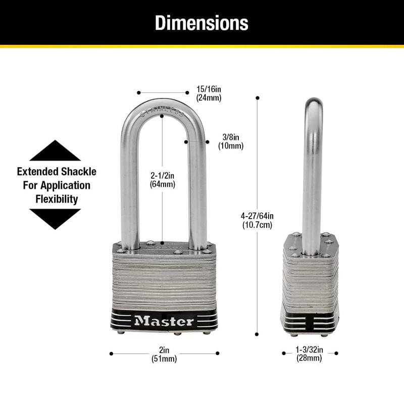 Master Lock (マスターロック) 南京錠 鍵式 屋外 耐候 防錆 本体幅51mm 吊高内径64mm