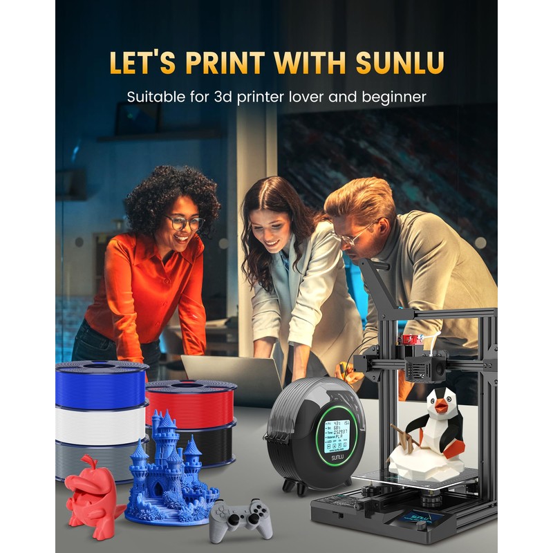 SUNLU PLA+2.0 3D Printer Filament Bundle, Multicolor PLA+ Filament 1.75mm,