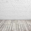 White Brick Wall with Wooden Floor Photography Backdrop Vinyl Photo