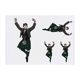 4 x 'Traditional Scottish Dancer' Temporary Tattoos - Water Resistant, Skin-Safe, Non-Toxic Transfers, Mixed Sizes (TO00044143)