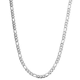 DVRK® Men's Silver Chain with Base Made of 316L Stainless Steel - Men's Silver Chain Made of 316L Stainless Steel - Men's Silver Chain 55 cm - Cord - Cuban (55 cm, Silver), Stainless steel, silver, No