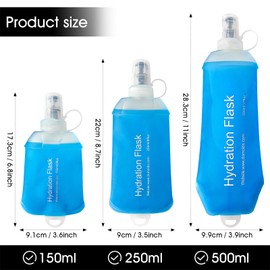GYGYL Soft Flask, TPU Collapsible Soft Water Bottle for Hydration Pack, Running Vest, Leak-Proof Folding Water Bottle for Hiking Cycling Climbing Jogging-250ml Blue, 2pcs