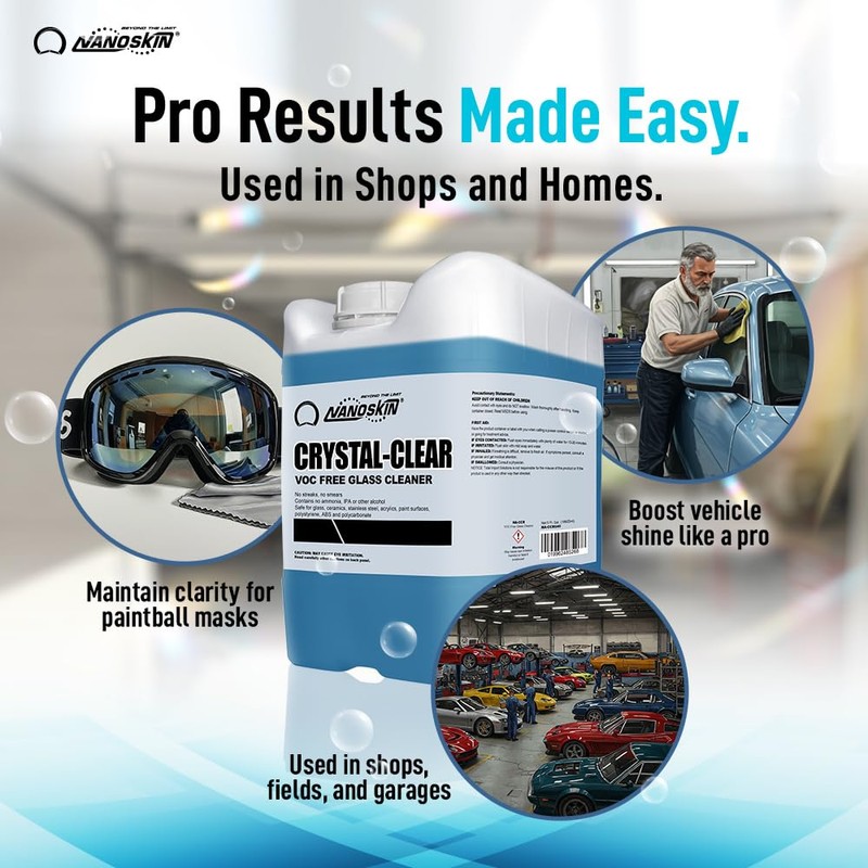 Nanoskin CRYSTAL-CLEAR VOC-Free Glass Cleaner 16 oz - Ultra-Concentrated, Eco-Friendly,