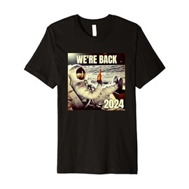 2024 Moon Landing We're Back Astronaut Drinking Beer Design Premium T-Shirt