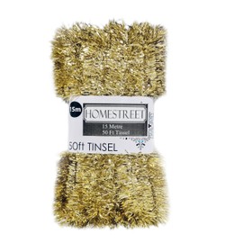 Very Long Christmas Tinsel in Red, Gold Or Silver, 50 Foot 15 Metres Xmas Holiday Home Office Decoration (GOLD)