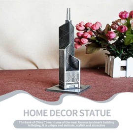 Bank of China Tower Model Statue, 7.9in Metal World Famous Landmark Building Model Decor Bank of China BLDG Replica Model Home Desktop Ornaments
