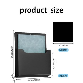 ACTIUSIS Magnetic File Holder, Magnetic Pen Holder, Magnetic Paper Holder, Document Holder, with Strong Magnet, Office Supplies Storage, Black, Pack of 2