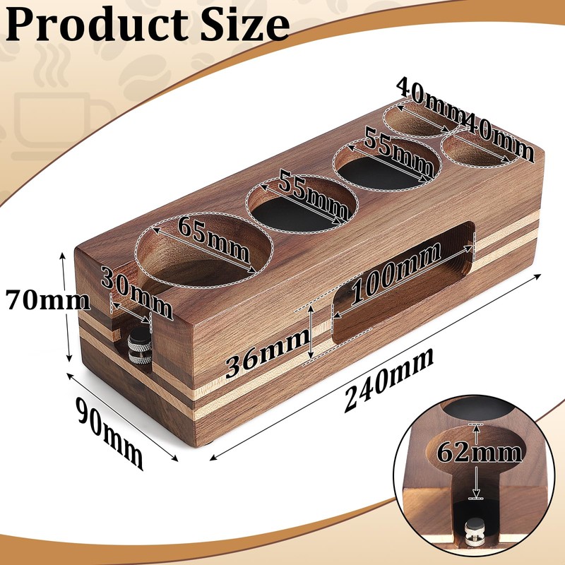 EFUTURETIME Tamper Station 51-54 mm Espresso Tamper Station Walnut Wood