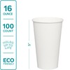 GUSTO White Paper Cups [16 oz - 100 Count] Disposable