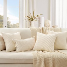 Topfinel Couch Throw Pillows Covers 18x18 Inch Set of 4,Olive Emerald Green Corduroy Decorative Cushion Case,Rustic Fun Living Room Decor fundas para cojines