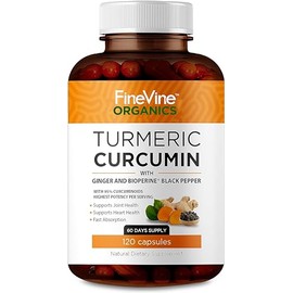 Curcumina de cúrcuma con bioperina de pimienta negra y jengibre  Fabricado en Estados Unidos  120 cápsulas vegetarianas para absorción avanzada,...   
