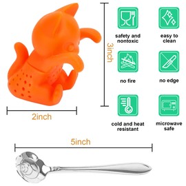 Numola Silicone Tea Infuser for Loose Leaf Set of 2, Cute Cat Tea Strainer with Designed Anti-leak Tea Leaf Hole, Food Grade Silicone Tea Filter Ideal Gift for Tea Lover Bring More Fun Tea Time